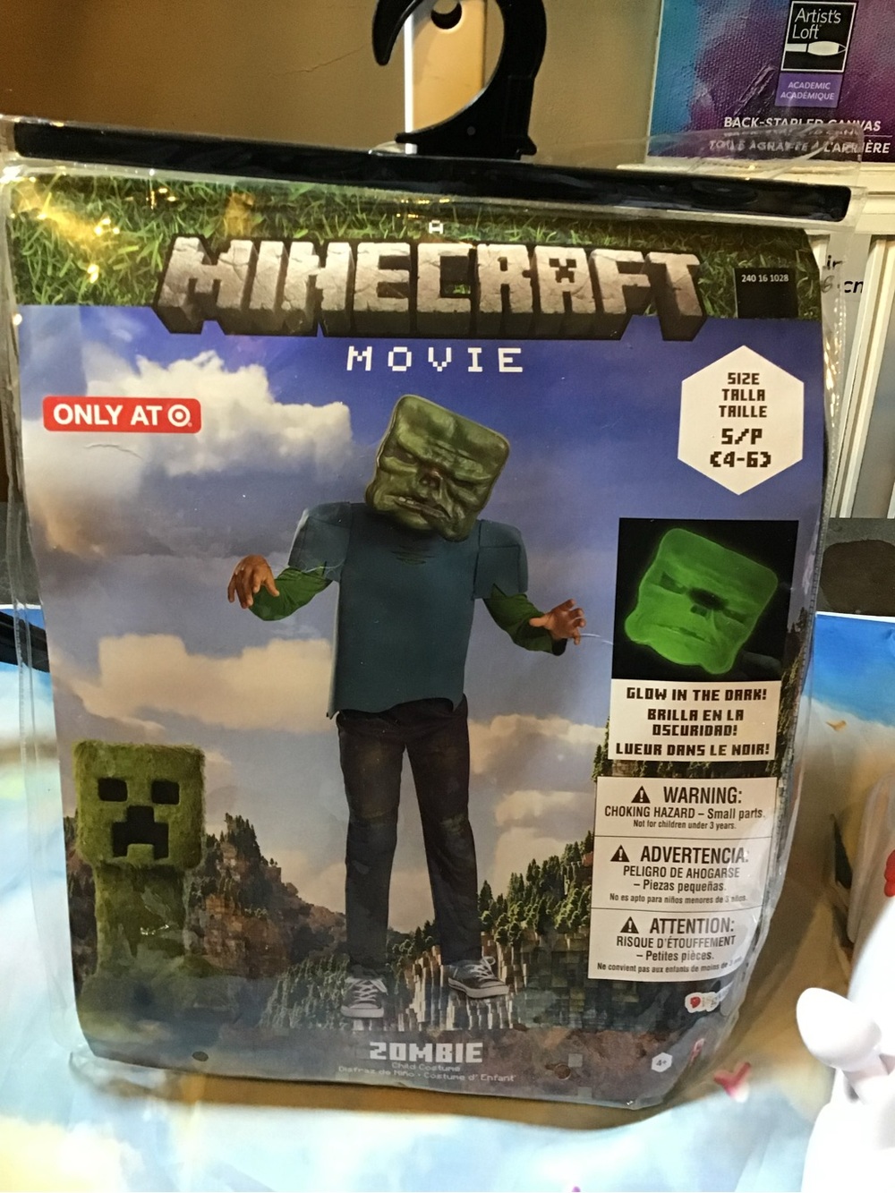 Minecraft movie zombie child costume 4-6 glow in the dark-New